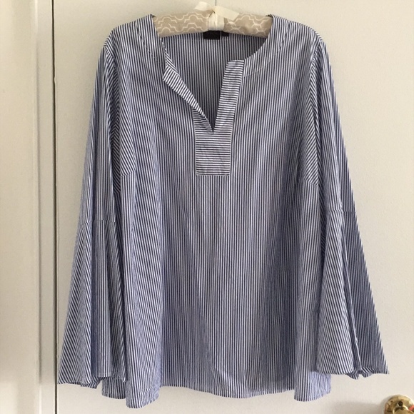 Rafaella Tops - Gorgeous Striped Flared Sleeve Blouse